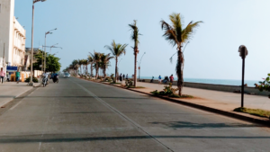 Beautiful Rock Beach front lined with Palm trees!